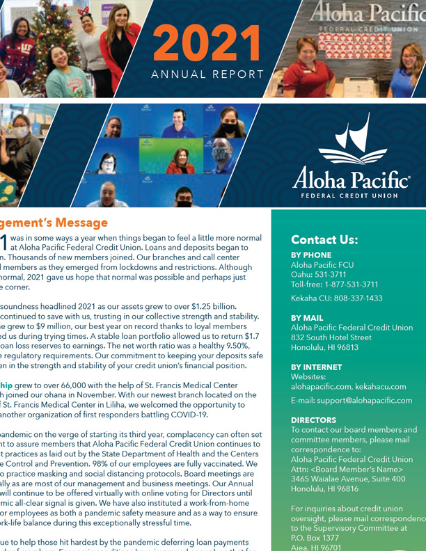 2021 Annual Report Cover